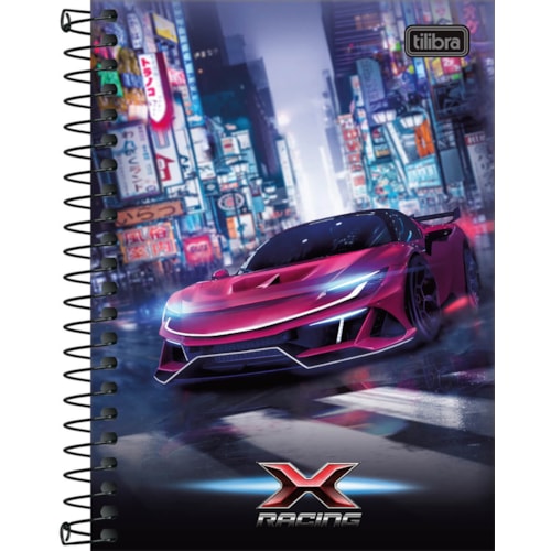 Caderno Tilibra Espiral Capa Dura 1/4 X-Racing 80 Folhas