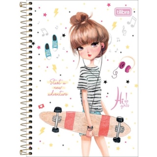 Caderno Tilibra Espiral Capa Dura Universitário 10 Mt Hi! Girls 200Fls