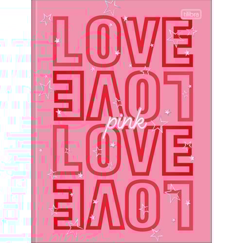 Caderno Tilibra Universitário Brochura Capa Dura Love Pink 96 Folhas