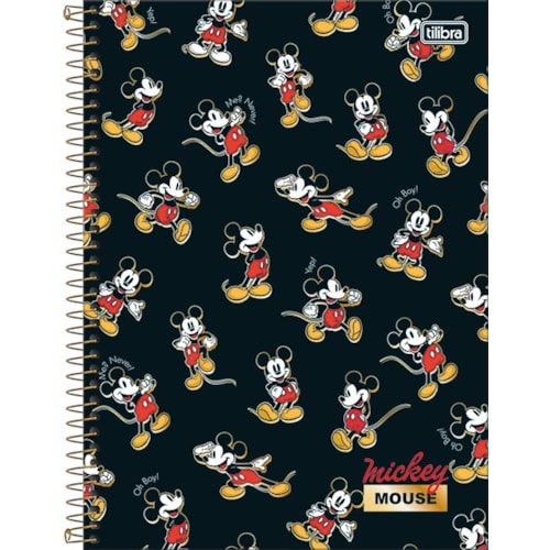 Caderno Universitário 1 MT Mickey Tilibra Espiral Capa Dura 80 Folhas