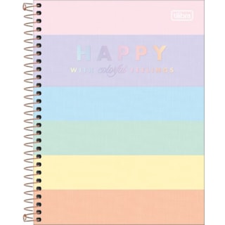 Caderno Universitário Espiral Capa Dura 12 MT Happy Tilibra 192 Fls