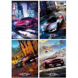 Caderno Universitário Tilibra Espiral Capa Dura X-Racing 96 Folhas