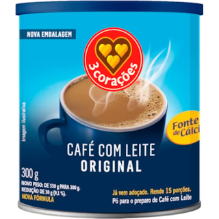 Café 3 Corações Com Leite Em Pó 300g