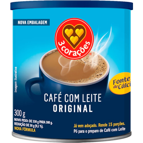 Café 3 Corações Com Leite Em Pó 300g