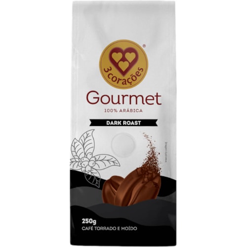 Caf? 3 Cora??es Gourmet Dark Roast Almofada 250g