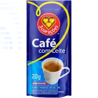 Café com Leite 3 Corações Solúvel Sachet 20g