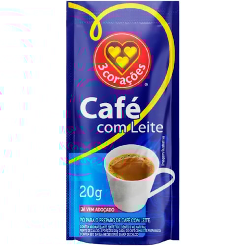 Café com Leite 3 Corações Solúvel Sachet 20g