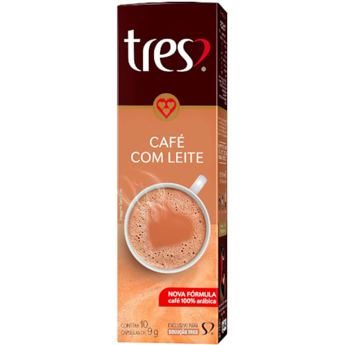 Café Com Leite Em Cápsulas 3 Corações 10X9g