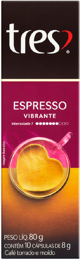 Café em Cápsula 3 Corações Espresso Vibrante 10X8g - Destro