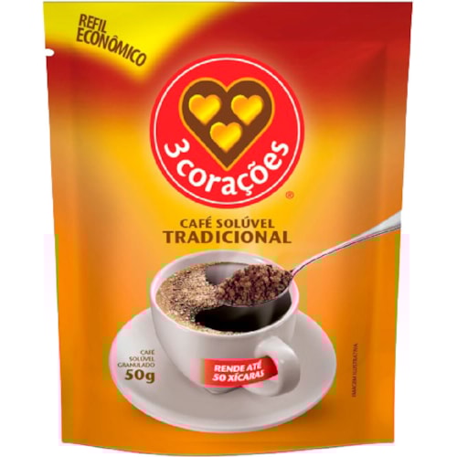 Café Solúvel 3 Corações Tradicional Refil 50g