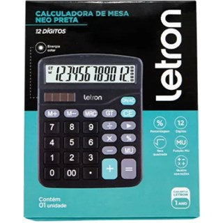 Calculadora de Mesa Letron Preta 12 Dígitos