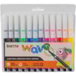 Caneta Bazze Wave Hidrográfica Ponta Fina 12 Cores