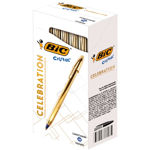 Caneta BIC Cristal Celebration Gold 25Un