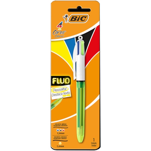 Caneta Esferográfica Bic 4 Cores Fluo 1Un