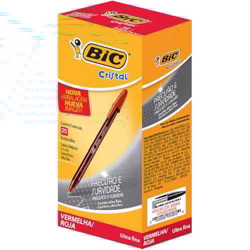 Caneta Esferográfica Bic Cristal Soft Vermelha 25 Unidades
