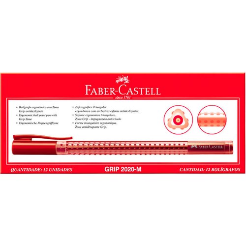 Caneta Esferográfica Faber-Castell Grip Stick Vermelha