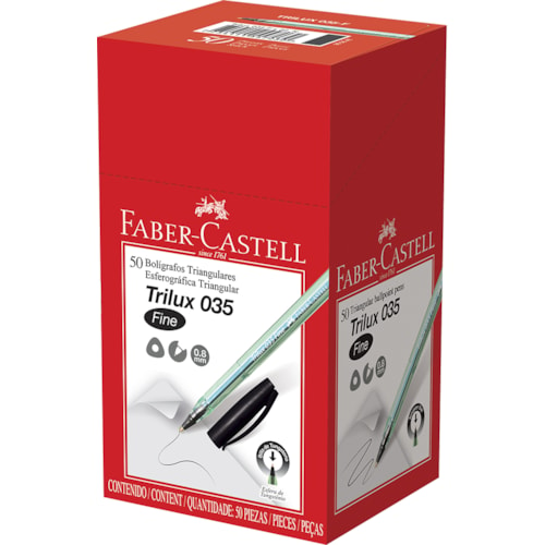 Caneta Faber-Castell Esferográfica Trilux Preta 50UN