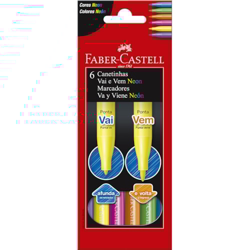 Caneta Faber-Castell Hidrográfica Vai Vem Neon 6Un