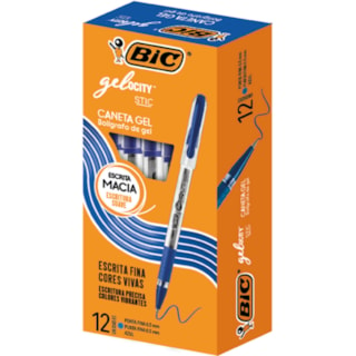 Caneta Gel Bic Gelocity Stic Azul 12Un