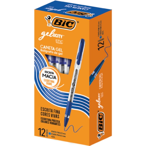 Caneta Gel Bic Gelocity Stic Azul 12Un