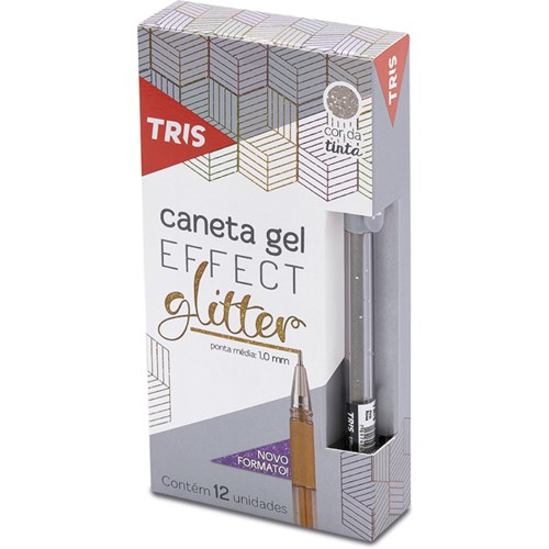 Caneta Gel Effect Glitter Prata Tris