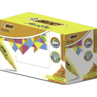 Caneta Marca Texto Bic Profissional Fluorescente Amarela 12 Unidades