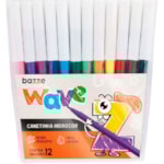 Canetinha Hidrográfica Bazze Wave Ponta Fina 12 Cores