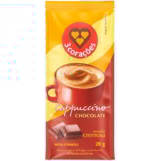 Cappuccino 3 Corações Chocolate Solúvel 20g