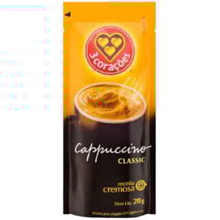 Cappuccino 3 Corações Classic Solúvel 20g