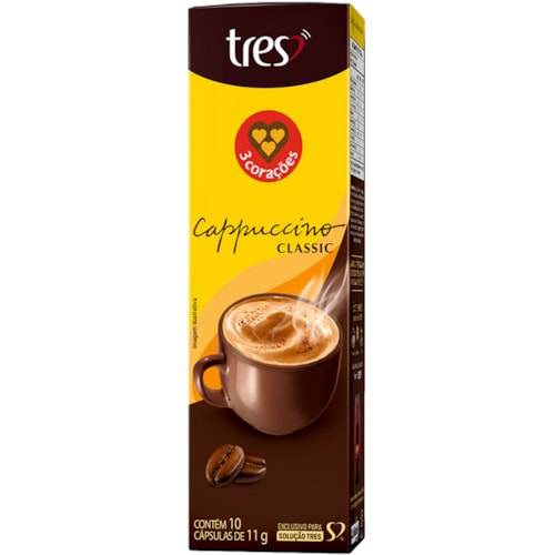 Cápsula 3 Corações Cappuccino Classic 10x11g