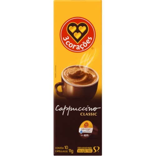 Cápsula 3 Corações Cappuccino Classic 10x11g