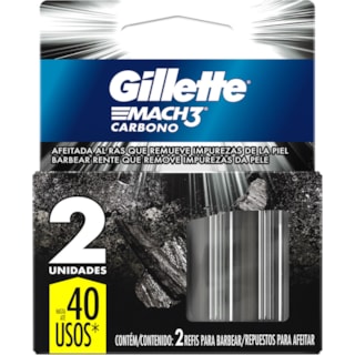 Carga de Aparelho Gillette Mach3 Carbono 2Un