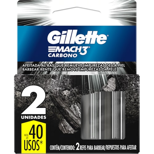 Carga de Aparelho Gillette Mach3 Carbono 2Un