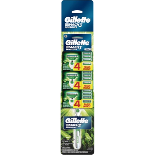 Carga Gillette Mach3 Sensitive 3x4Un Promo