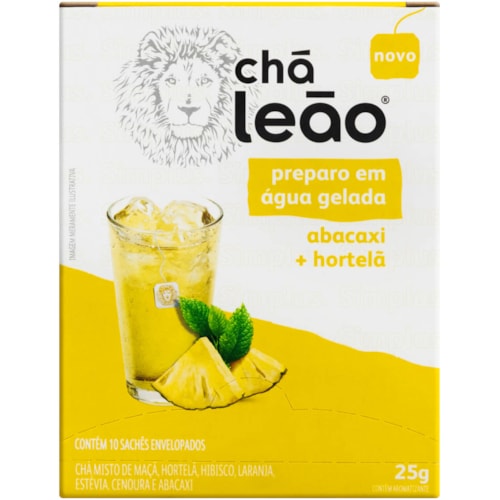 Chá Leão Gelado Sabor Abacaxi Com Hortelã 25g