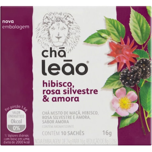 Chá Leão Misto Hibisco Rosa Silvestre e Amora 16g