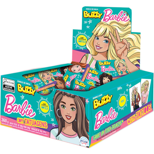 Chiclete Buzzy Barbie Sabor Hortelã 90Un