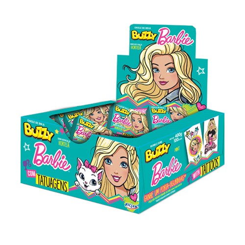 Chicletes Buzzy Barbie Hortelã 100 unidades