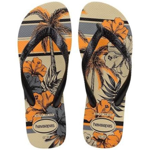 Chinelo Havaianas Ahola tamanho 35/36 cor Areia e Preto