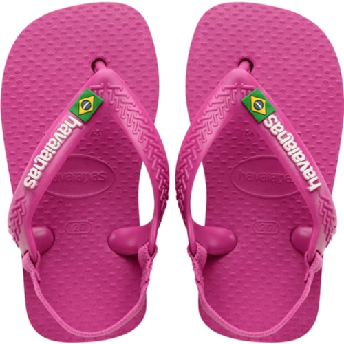Chinelo Havaianas Baby Brasil Logo Rosa 21/22
