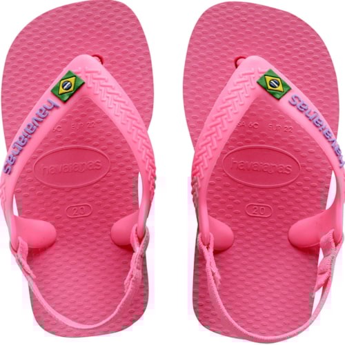 Chinelo Havaianas Baby Brasil Logo Rosa 22