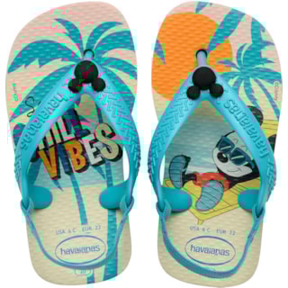 Chinelo Havaianas Baby Disney Classic Bege Palha 19