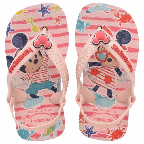 Chinelo Havaianas Baby Disney Classics Rosa/Vermelho 19