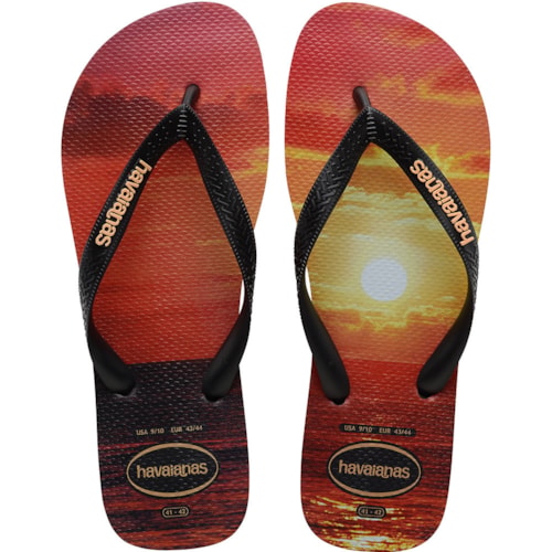 Chinelo Havaianas Hype Preto/Preto/Pessego 41/42