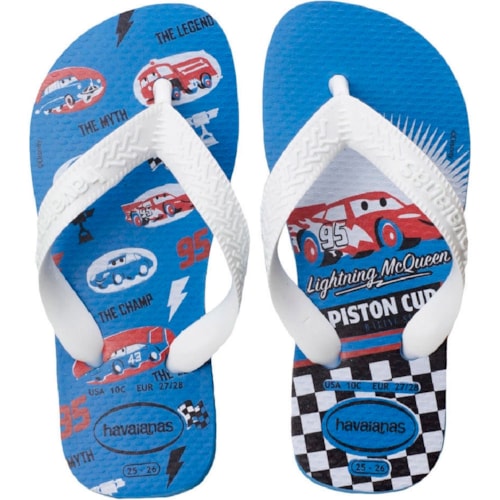 Chinelo Havaianas Kids Cars Branco Turquesa 33/34