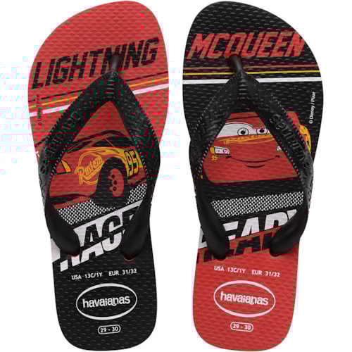 Chinelo Havaianas Kids Cars Vermelho/Preto 33/34
