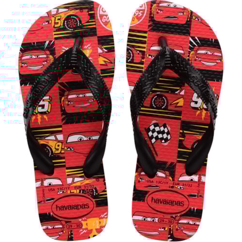 Chinelo Havaianas Kids Cars Vermelho Rubi/Preto 29/30