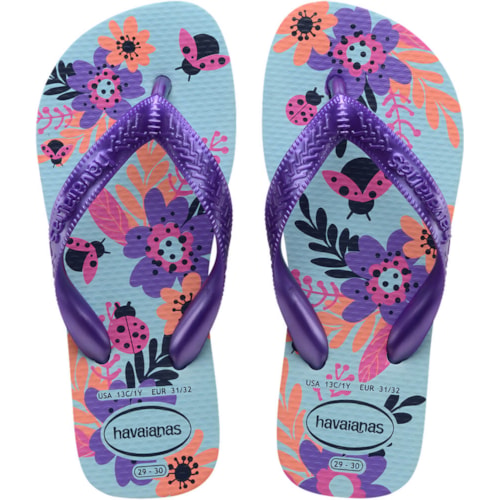 Chinelo Havaianas Kids Flores Azul Water 33/34