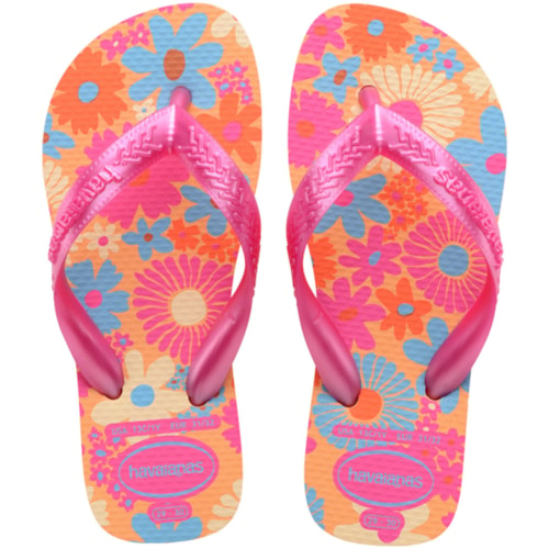 Chinelo Havaianas Kids Flores Pêssego 23/24