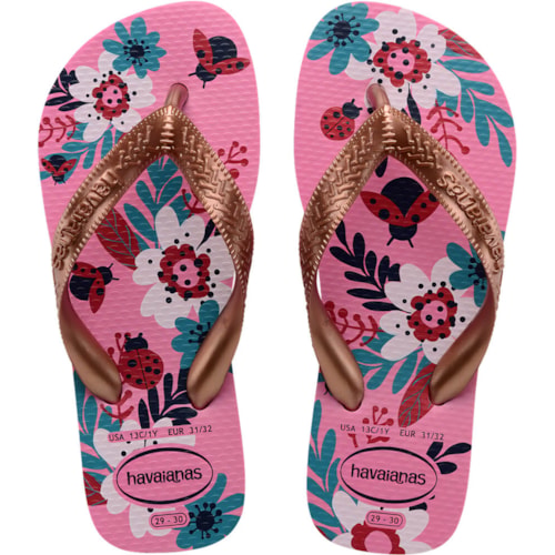 Chinelo Havaianas Kids Flores Pink Lemonade 33/34